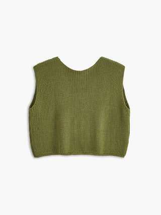 Tie Front Solid Sweater Vest