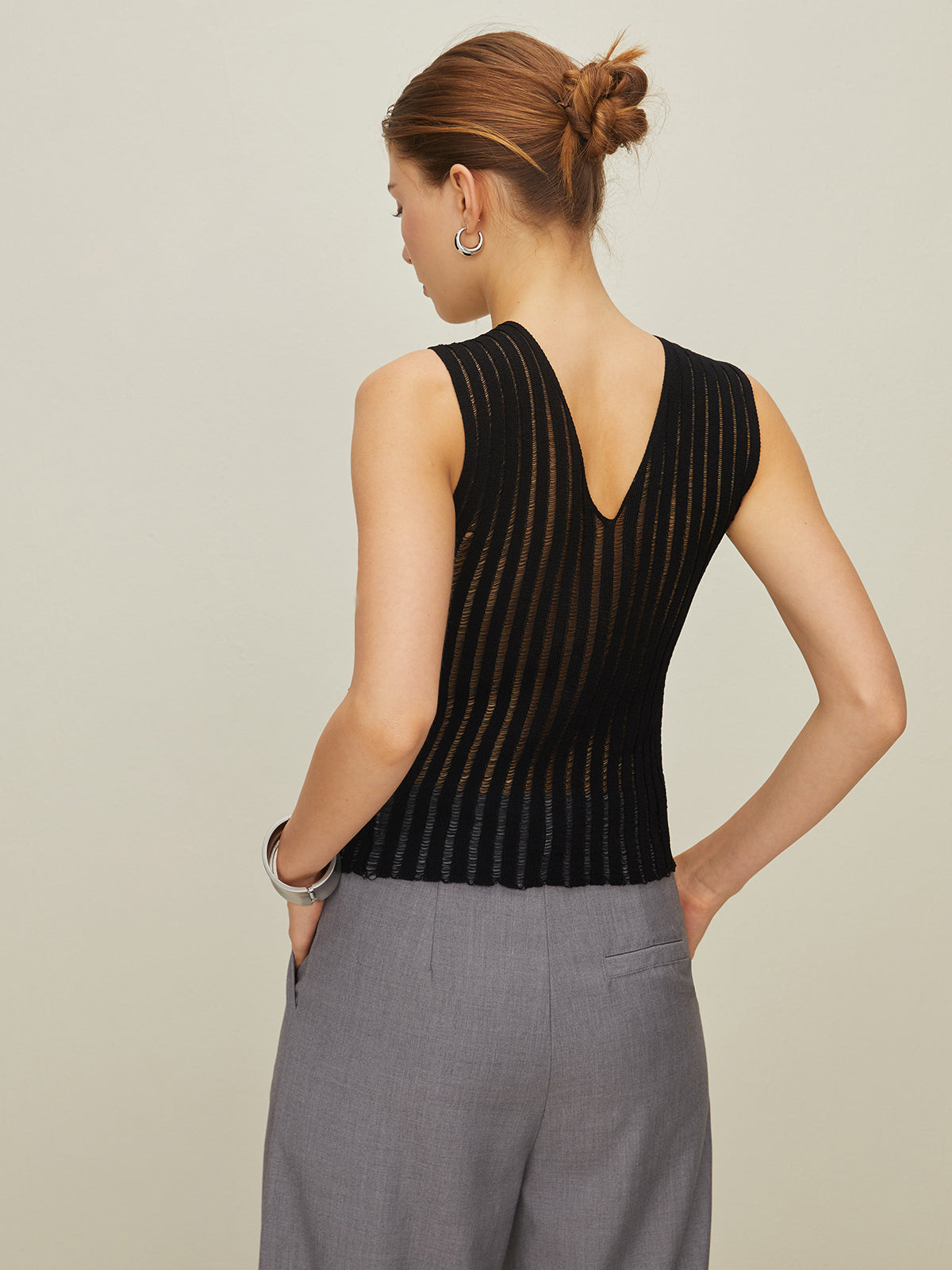 Semi-Sheer Halter Knit Top