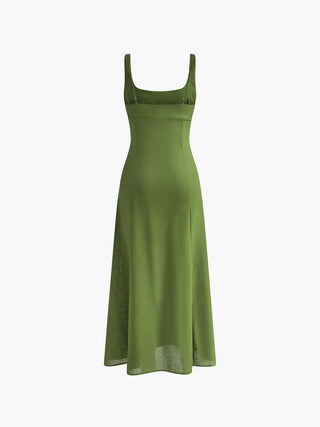 Split Square Neck Sleeveless Dress