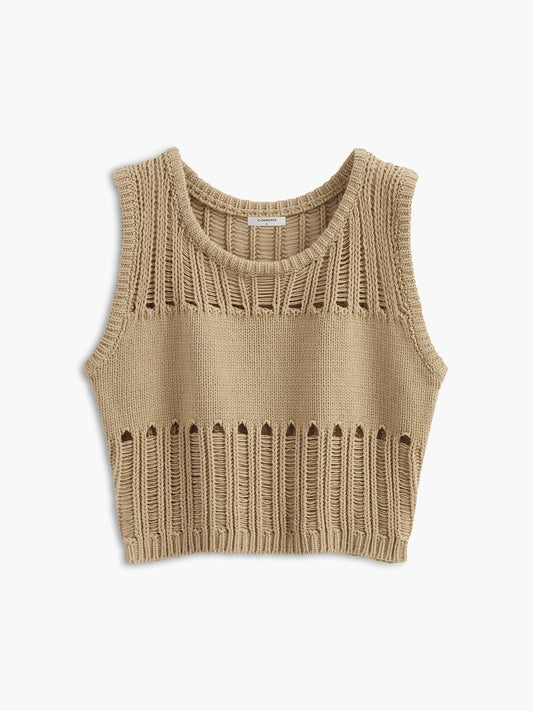 Débardeur en tricot extensible ajouré