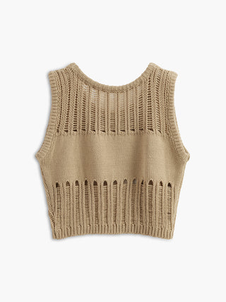 Débardeur en tricot extensible ajouré