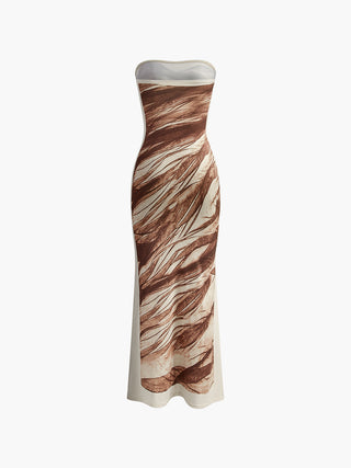 Slim Print Stretch Strapless Dress