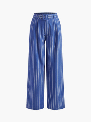 Stripe Belted sweetheart Pants Set