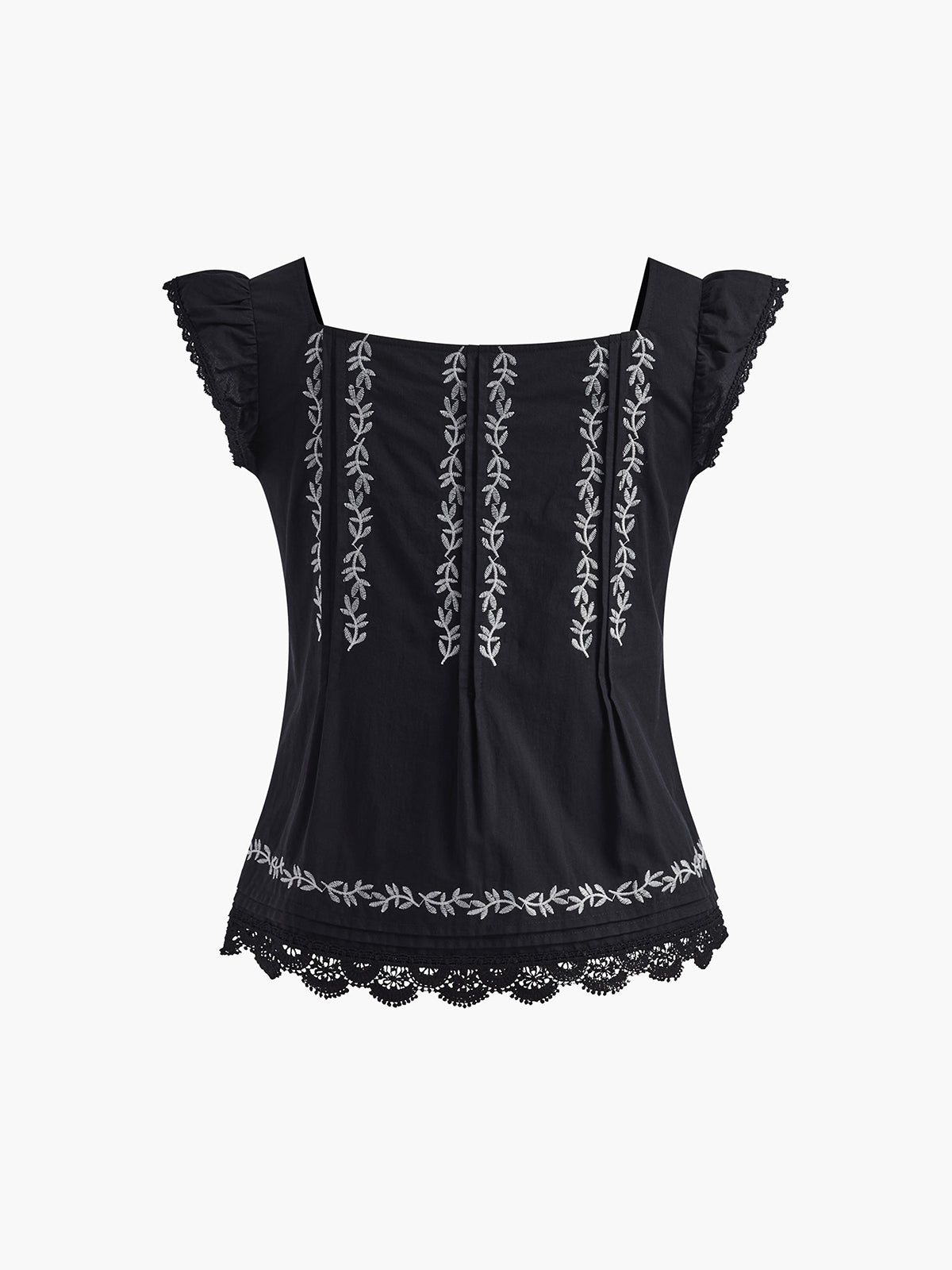 Cotton Embroidery Low Cut Tank Top