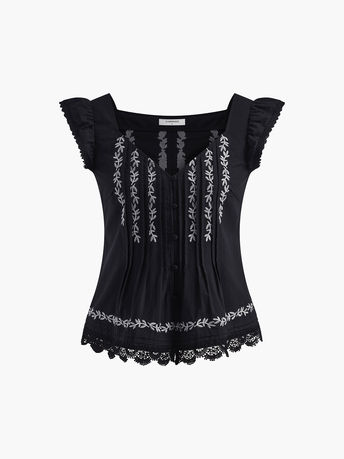 Cotton Embroidery Low Cut Tank Top