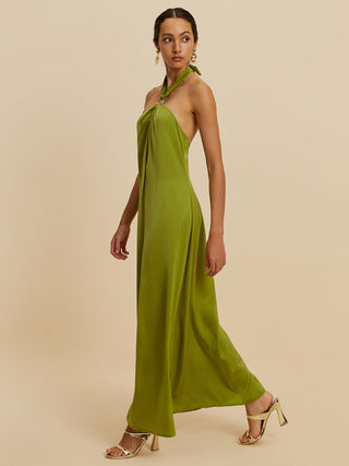 Robe longue dos nu à col halter