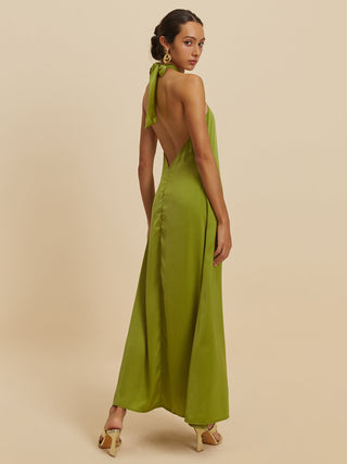 Robe longue dos nu à col halter