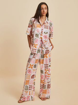 Print Pockets Pants Set