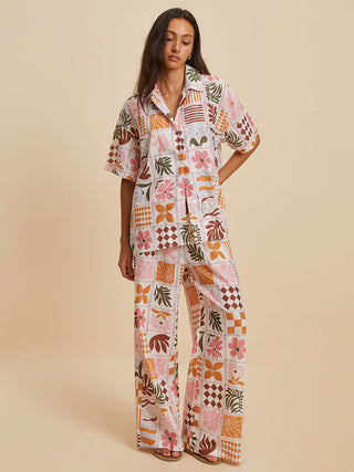 Print Pockets Pants Set