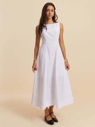 Robe sans manches en coton à col rond