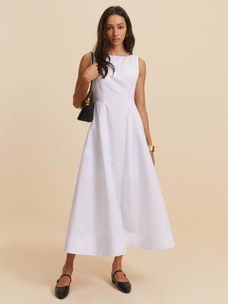 Robe sans manches en coton à col rond