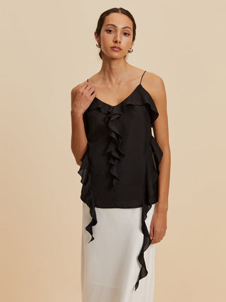 Low Cut Ruffle Tank Top