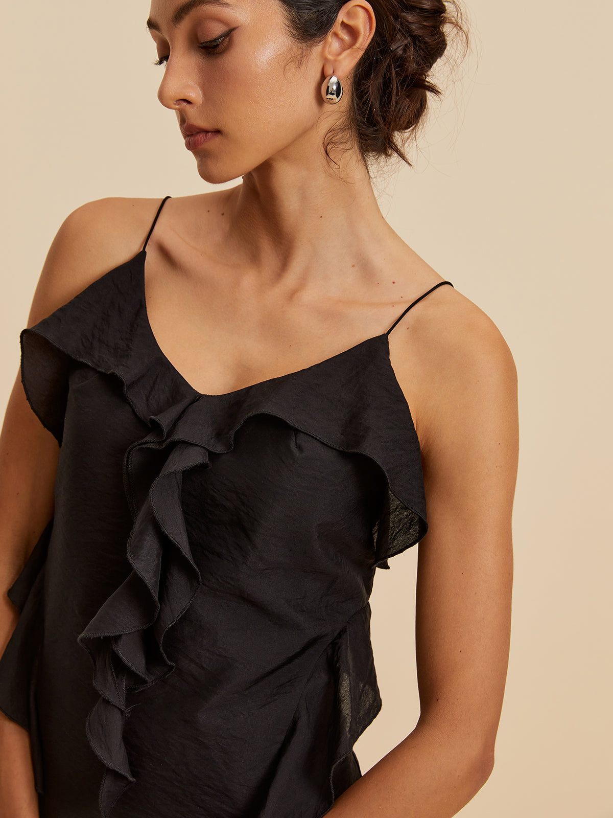 Low Cut Ruffle Tank Top