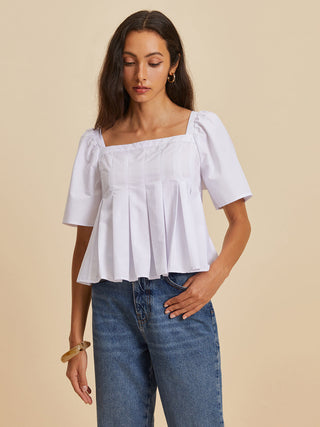 Blouse à col rond plissé