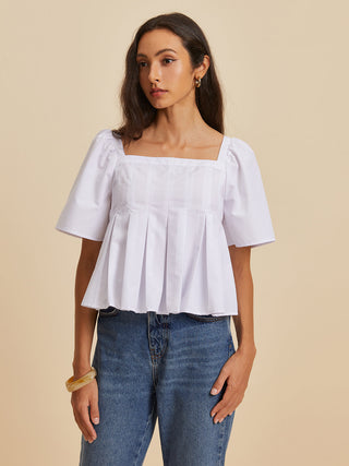 Blouse à col rond plissé