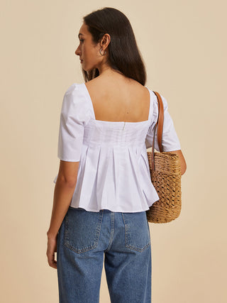 Blouse à col rond plissé