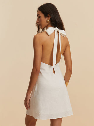 Robe dos nu en coton et lin