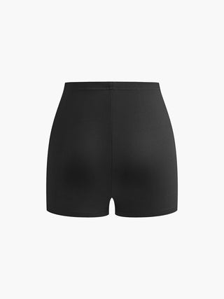 Contrast Trim Zipper Shorts Set