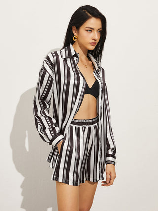 Oversized Stripe Shorts Set