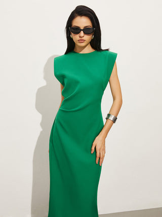 Split Crew Neck Sleeveless Dress