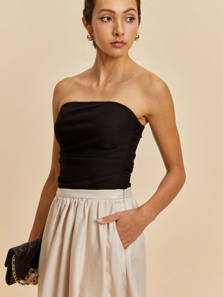 Pleated Off-Shoulder Tank Top