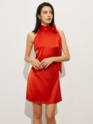 Satin Knotted Asymmetrical Dress