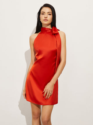 Satin Knotted Asymmetrical Dress