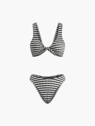 semble bikini tricoté à rayures nouées