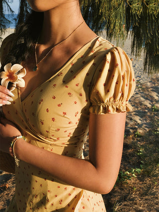 V-Neck Floral Short Dress