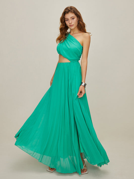 Robe longue à découpe asymétrique