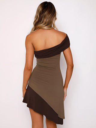 Two-Tone Asymmetric Short Dress