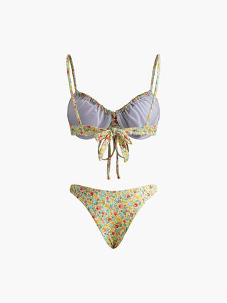 semble bikini à imprimé floral avec nœud à l'avant