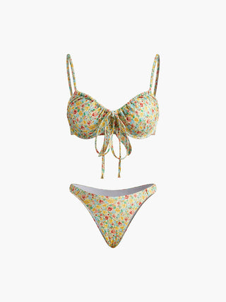 semble bikini à imprimé floral avec nœud à l'avant