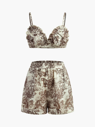 Floral Print Three Piece Short Set