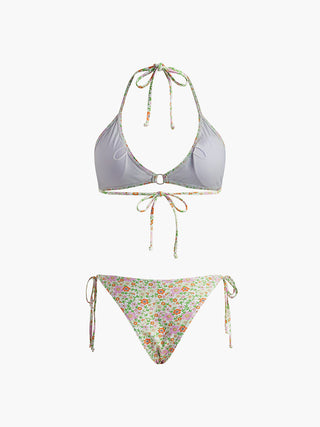 semble bikini ajustable à motif floral naïf