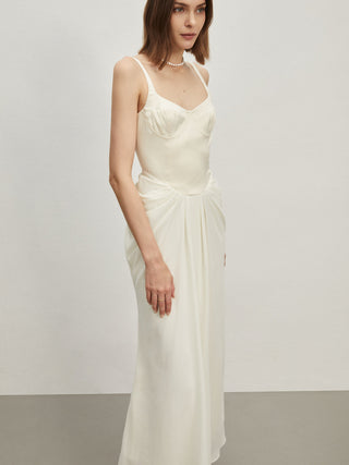 Satin Chiffon Pleated Dress