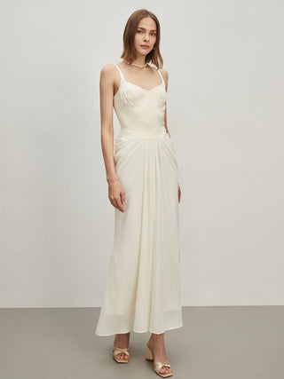 Satin Chiffon Pleated Dress