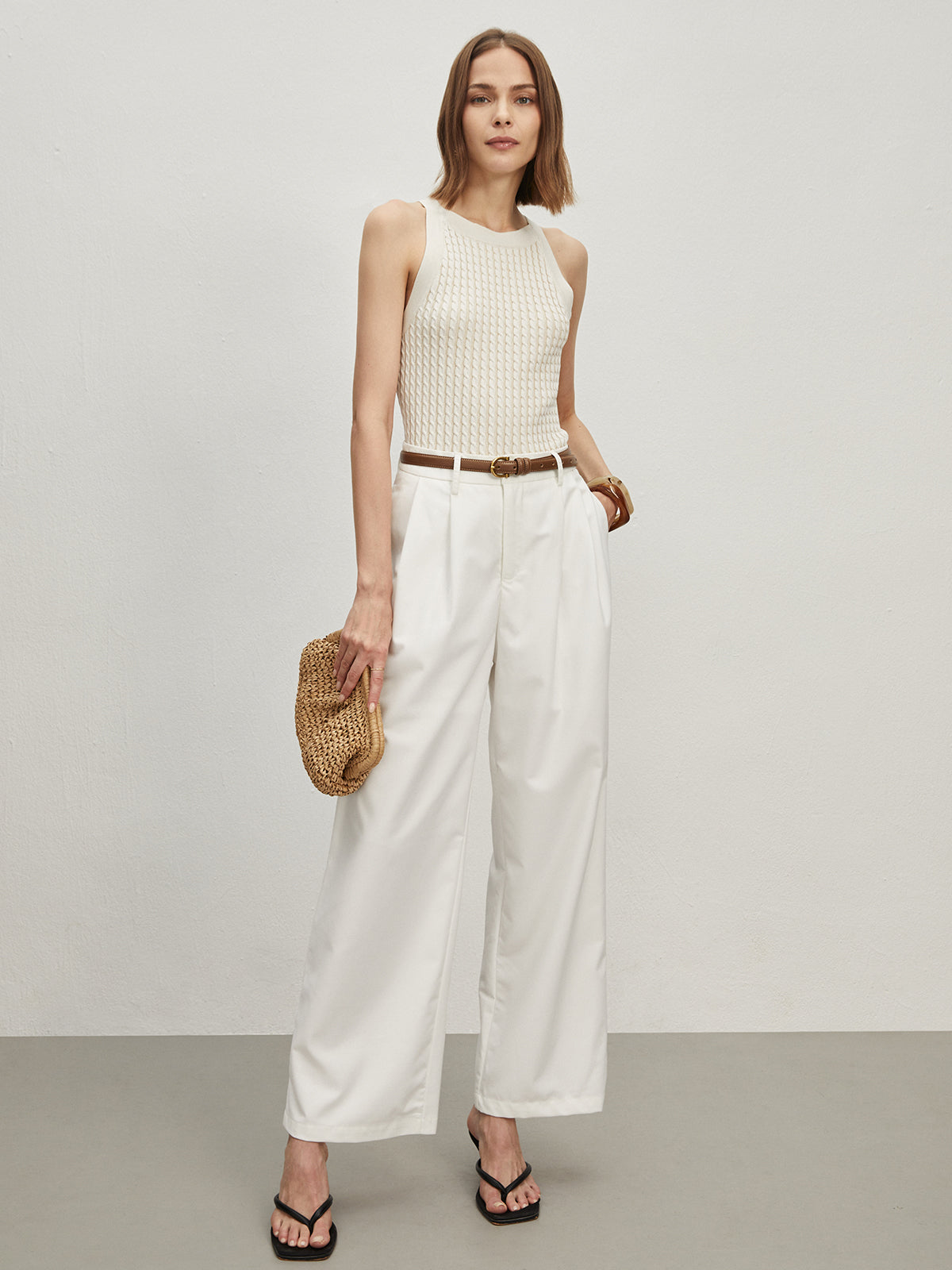 Gilet sans manches à col rond solide