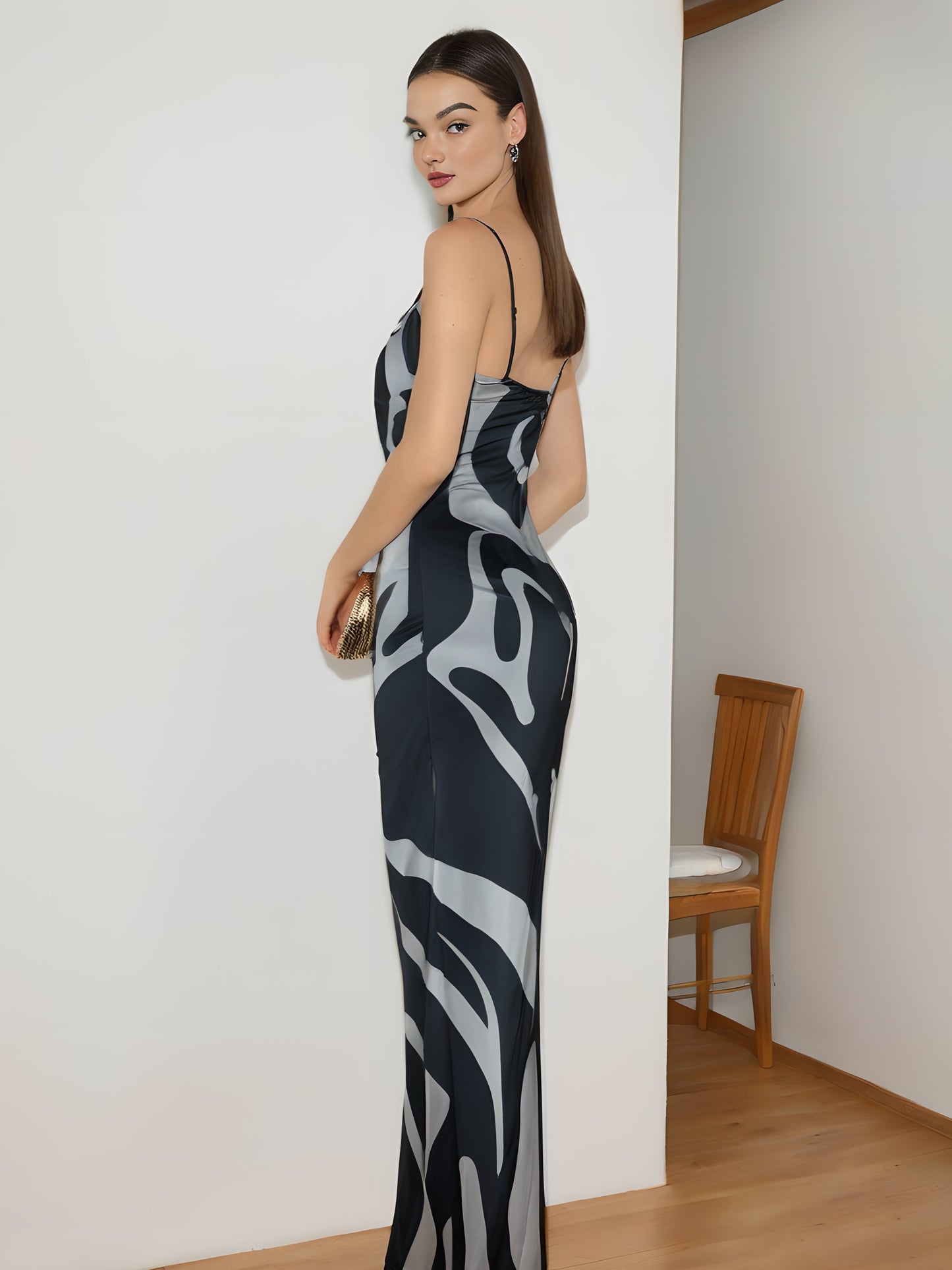 Print Slim Cami Long Dress