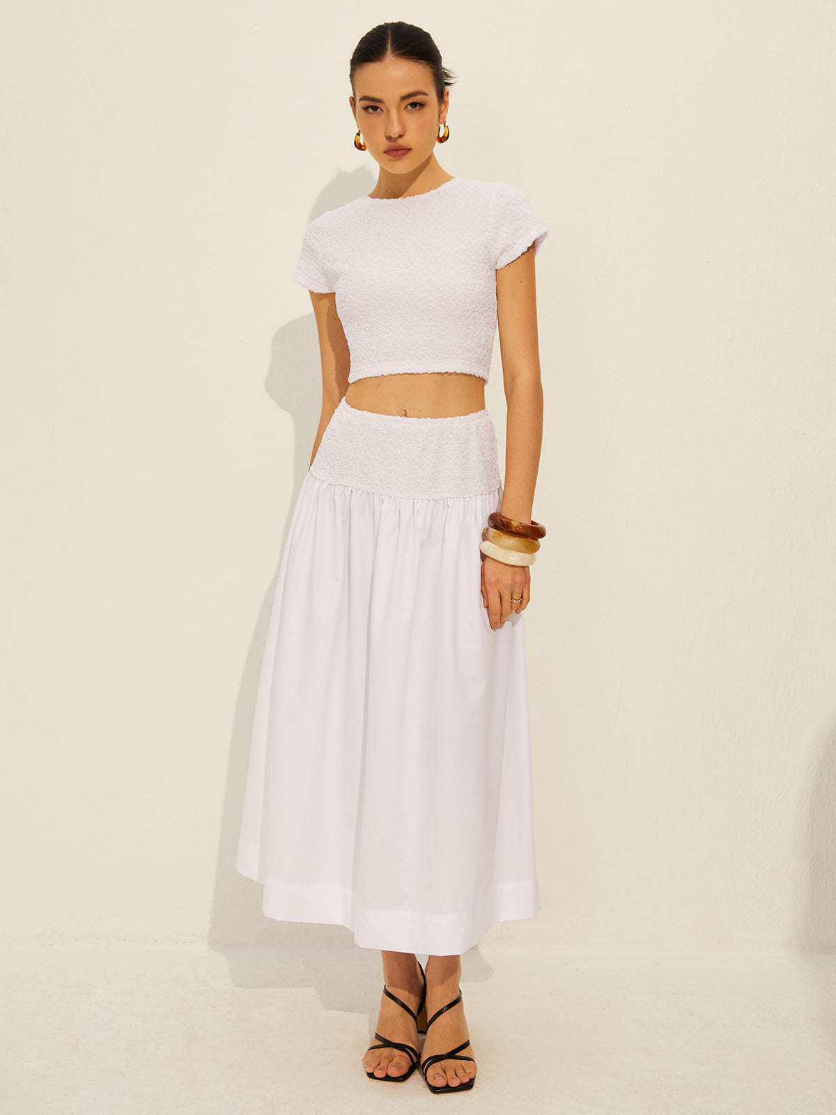 Cutout Cap Sleeve Skirt Set