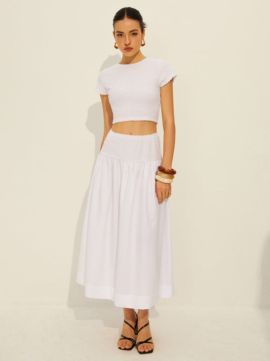 Cutout Cap Sleeve Skirt Set
