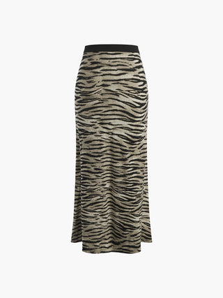 Tiger Pattern High Waist Skirt