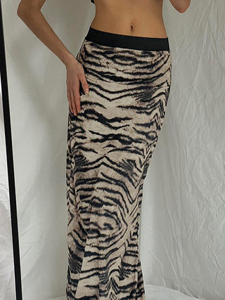 Tiger Pattern High Waist Skirt