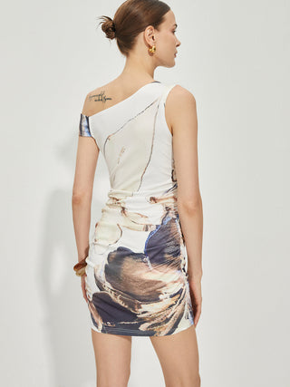 Printed Asymmetrical Short Dress