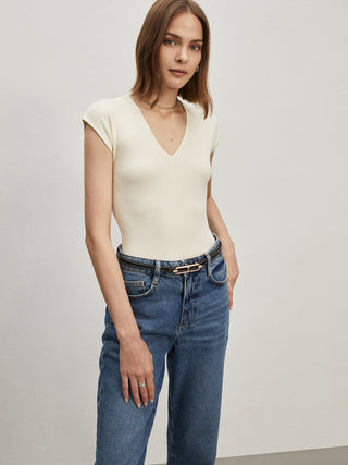 Semi-Sheer V-Neck T-Shirt