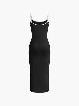 Contrast Trim Square Neck Cami Dress