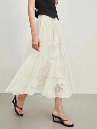 Lace Semi-Sheer Skirt