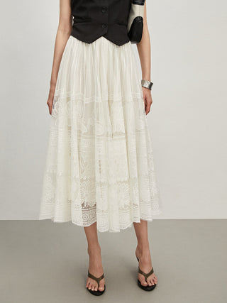 Lace Semi-Sheer Skirt