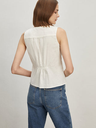 Cotton & Linen Pleated Blouse