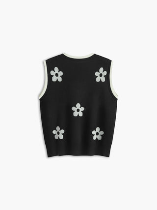 V-Neck Floral Sweater Vest